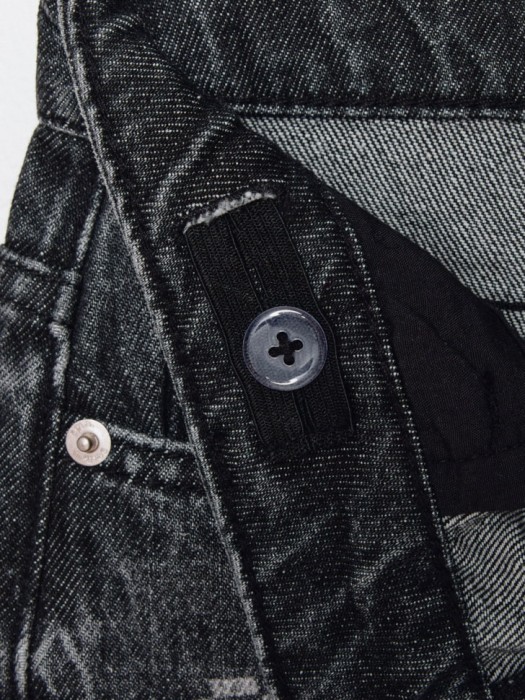 джинсы wide leg с принтом hello kitty для девочек из льна спереди