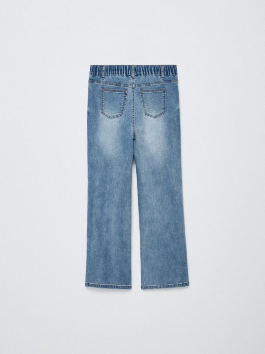 джинсы wide leg с увеличенной полнотой для девочек от бренда sela вид слева