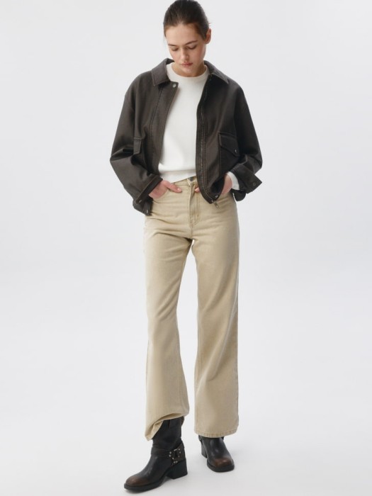 джинсы wide leg со стрелками из джинсы и джинскота спереди