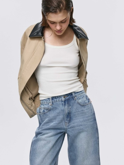 джинсы wide leg со встречными складками классического стиля с лицевой стороны