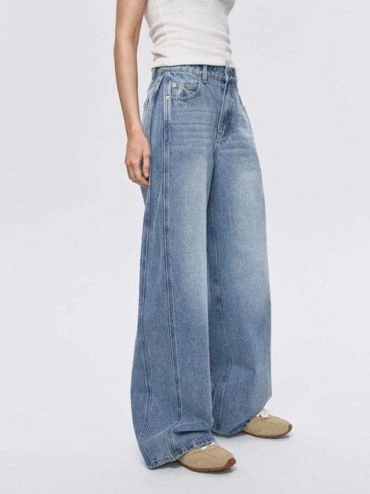 джинсы wide leg со встречными складками для взрослого возраста с изнаночной стороны