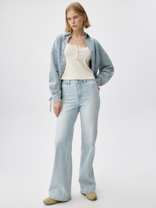 джинсы wide leg tall с высокой посадкой от бренда sela вид слева