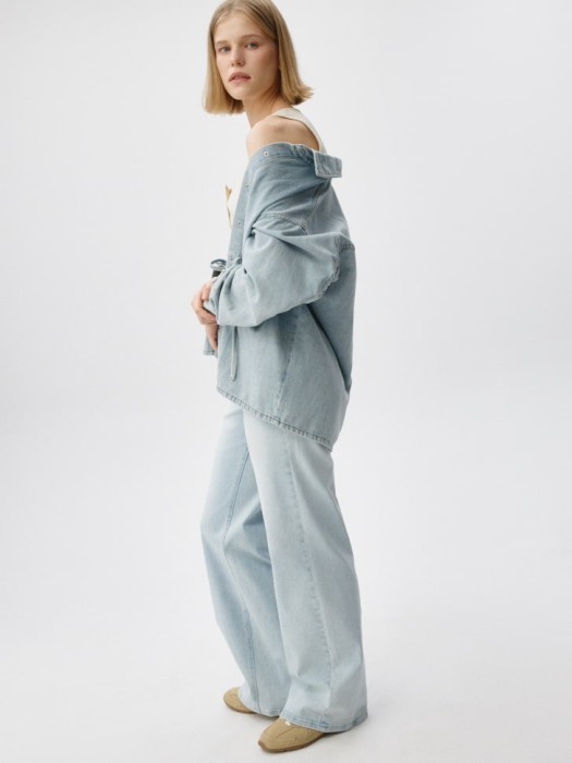 джинсы wide leg tall с высокой посадкой из хлопка спереди