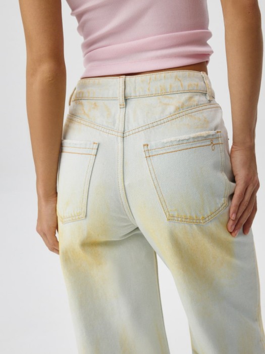 джинсы wide leg в стиле гранж из денима спереди
