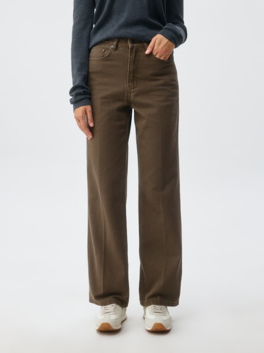 джинсы wide leg из джинсы и джинскота спереди