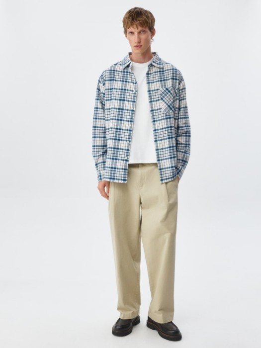 фланелевая рубашка в клетку от бренда sela вид слева