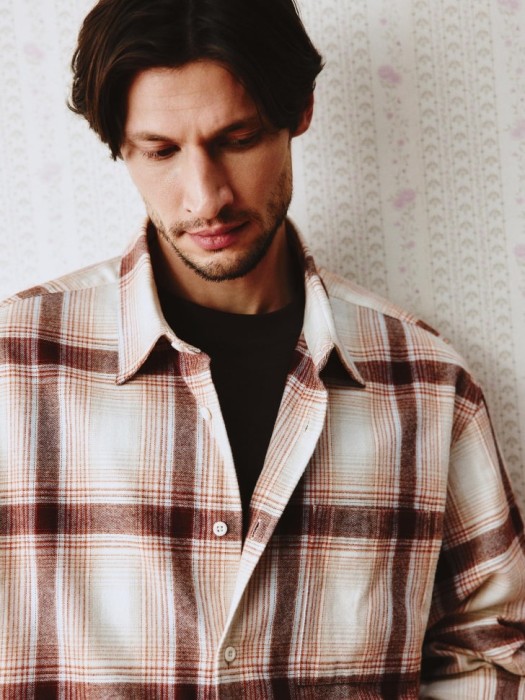 фланелевая рубашка в клетку от бренда sela вид слева