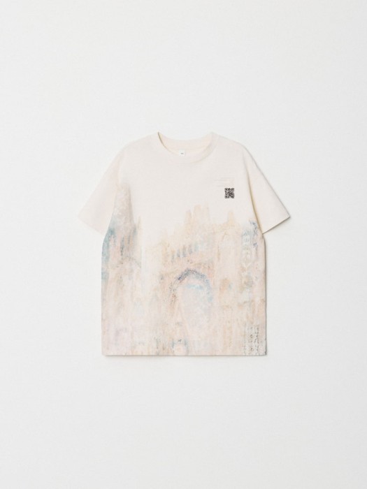 футболка для девочек с ar-принтом по мотивам картины клода моне по цене 499 руб вид справа