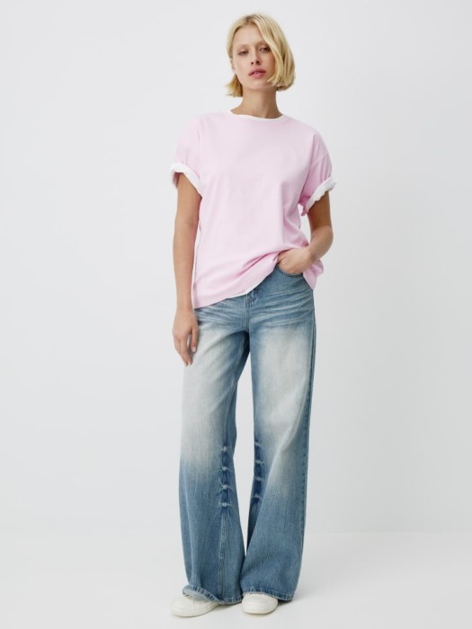 футболка оверсайз из мерсеризованного хлопка от бренда sela вид слева