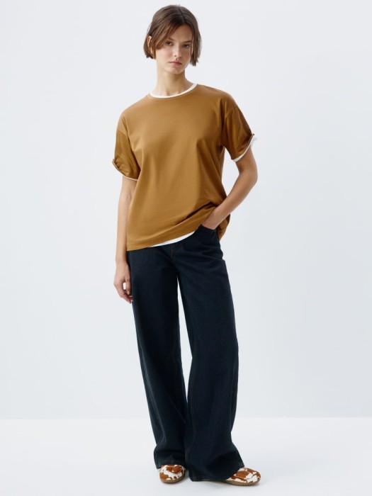 футболка оверсайз из мерсеризованного хлопка от бренда sela вид слева