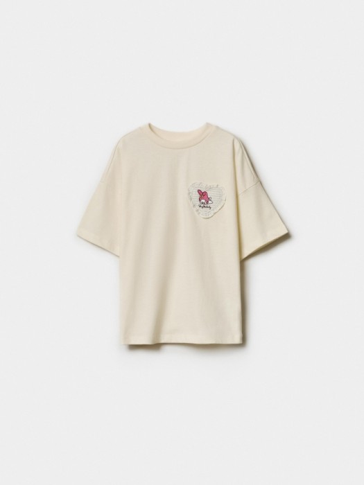 футболка оверсайз с аппликацией hello kitty my melody для девочек 4610517801692 фотография