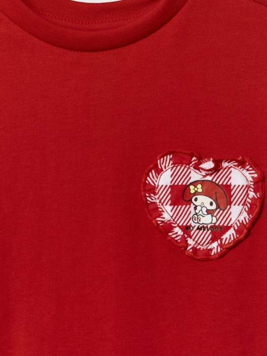 футболка оверсайз с аппликацией hello kitty my melody для девочек от бренда sela вид слева