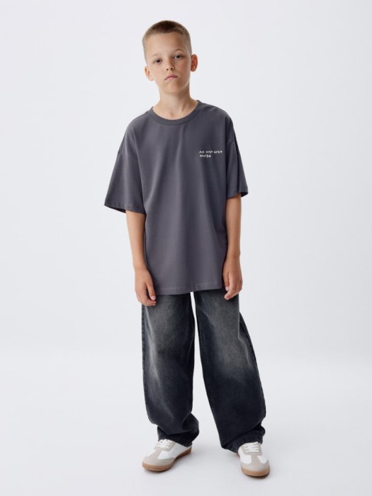 футболка оверсайз с принтом детская из коллекции  archive универсального стиля с лицевой стороны