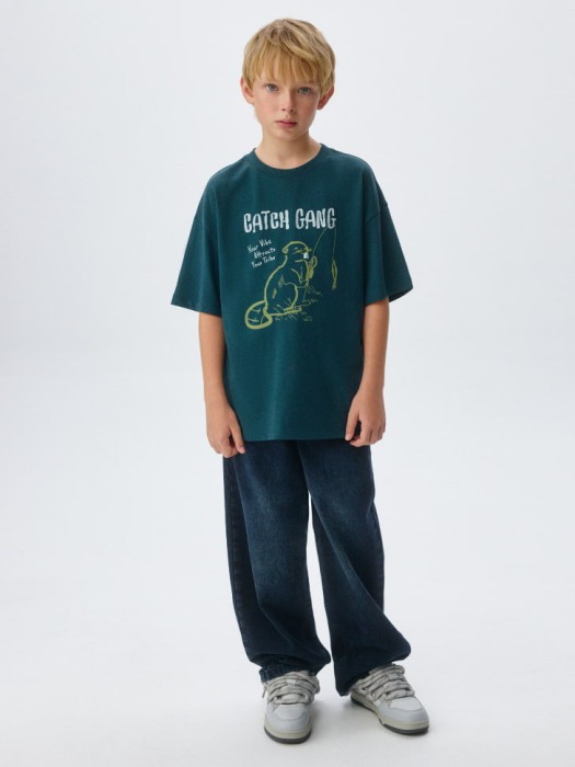 футболка оверсайз с принтом детская от бренда sela вид слева