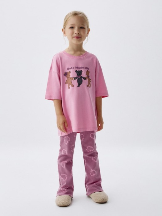 футболка оверсайз с принтом для девочек от бренда sela вид слева