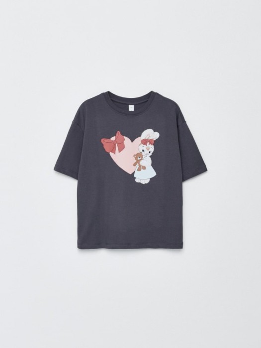 футболка оверсайз с принтом для девочек по цене 499 руб вид справа