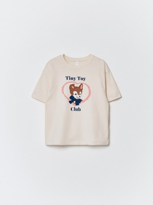 футболка оверсайз с принтом для девочек по цене 499 руб вид справа