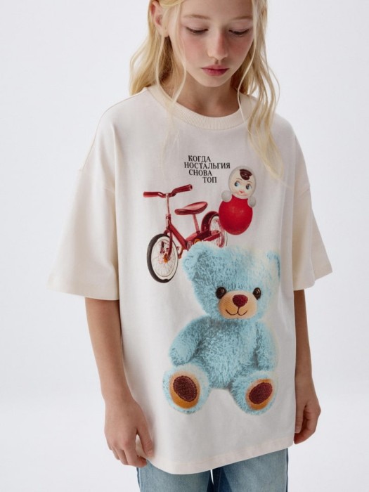 футболка оверсайз с принтом для девочек 4680798720401 фотография