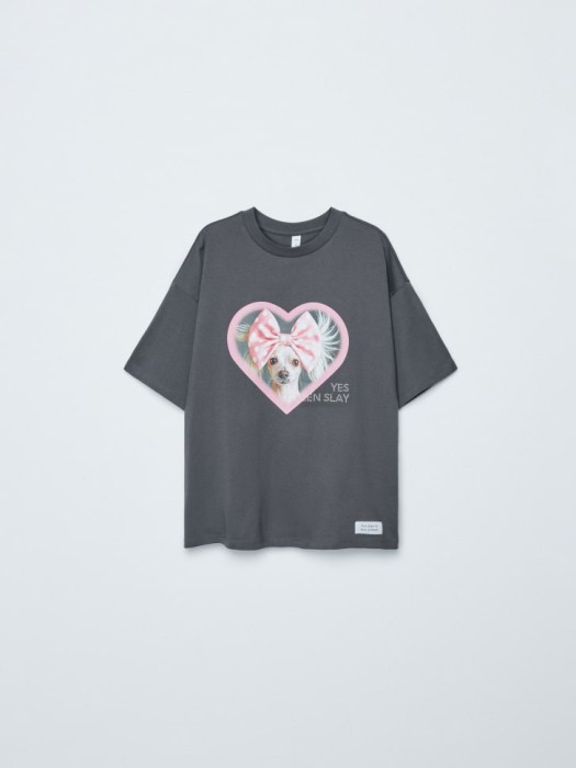 футболка оверсайз с принтом для девочек по цене 499 руб вид справа