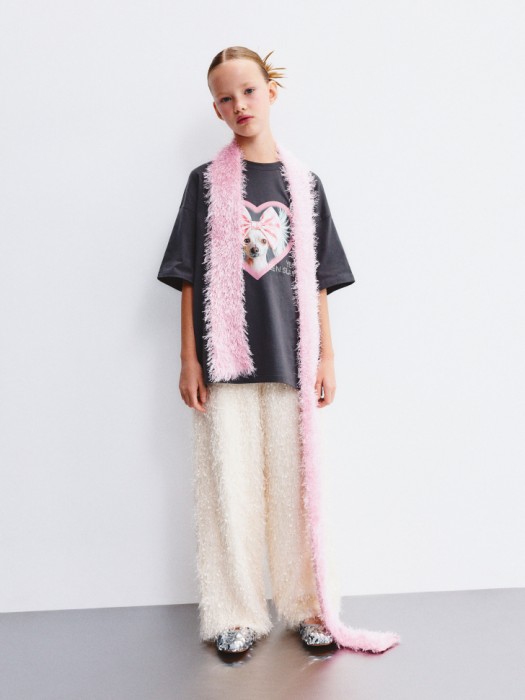 футболка оверсайз с принтом для девочек универсального стиля с лицевой стороны