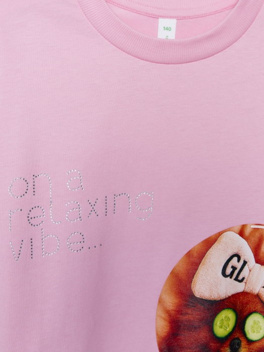 футболка оверсайз с принтом для девочек из хлопка спереди