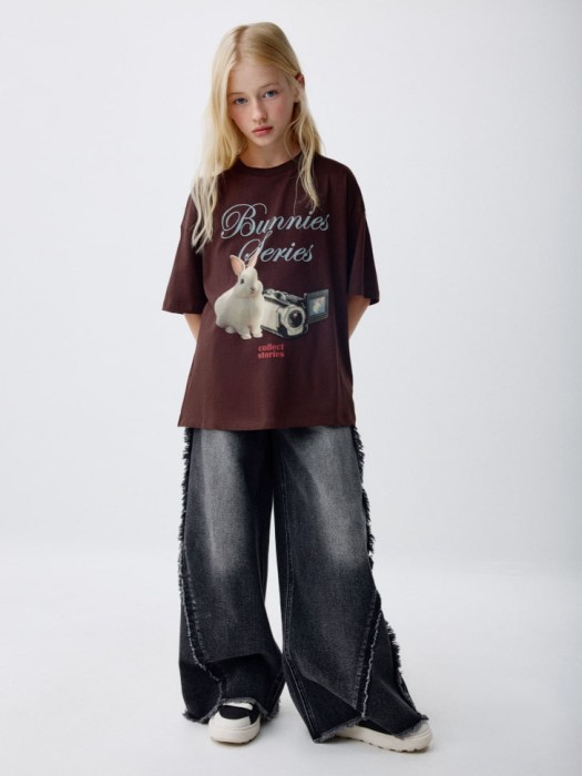 футболка оверсайз с принтом для девочек от бренда sela вид слева