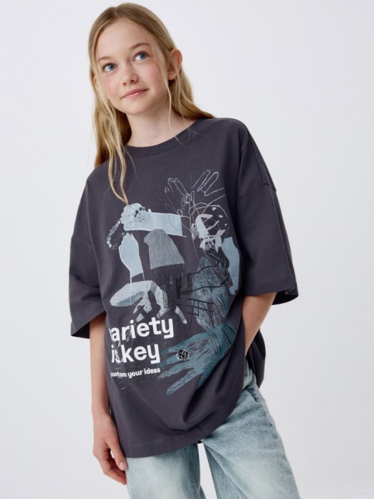 футболка оверсайз с принтом для девочек 4680798344782 фотография