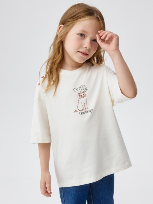футболка оверсайз с принтом для девочек 4680798447483 фотография