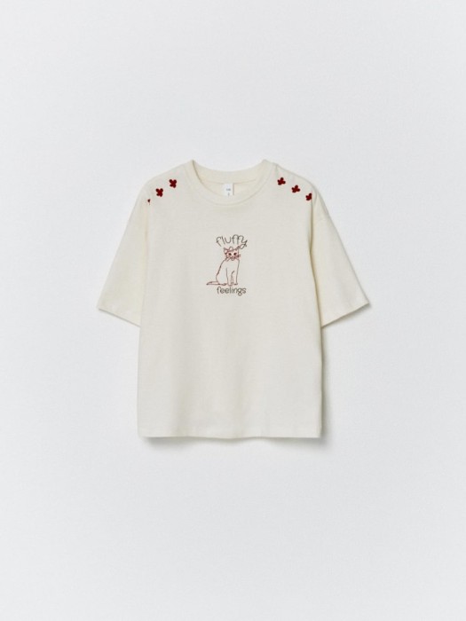 футболка оверсайз с принтом для девочек по цене 599 руб вид справа