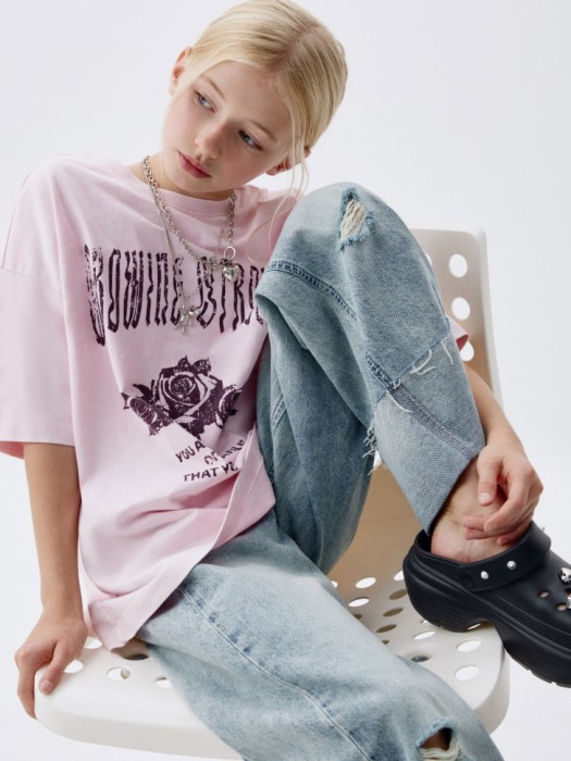 футболка оверсайз с принтом для девочек от бренда sela вид слева
