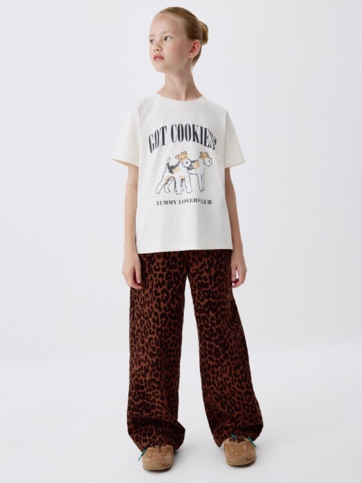 футболка оверсайз с принтом для девочек из хлопка спереди