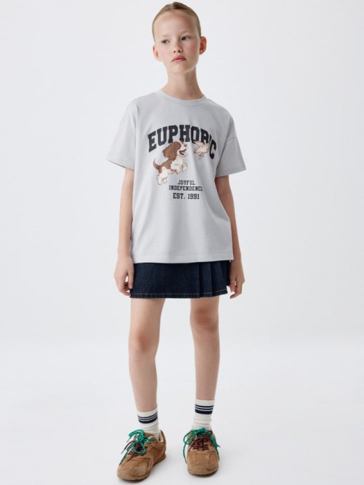 футболка оверсайз с принтом для девочек от бренда sela вид слева