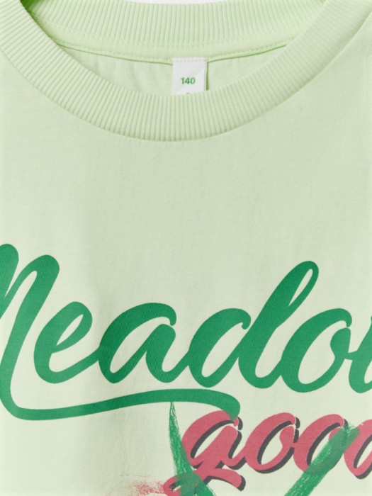 футболка оверсайз с принтом для девочек из хлопка спереди