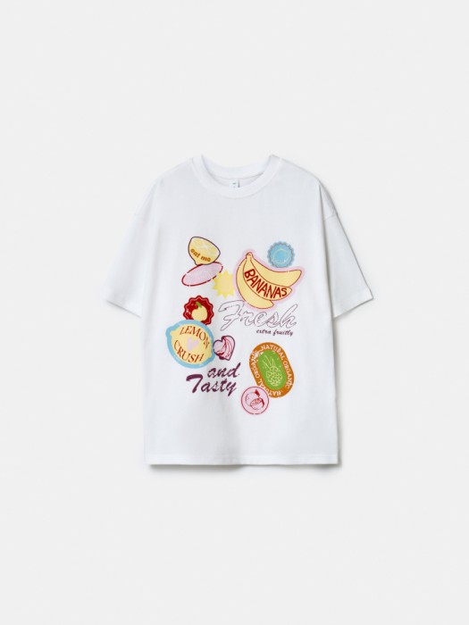 футболка оверсайз с принтом для девочек по цене 999 руб вид справа