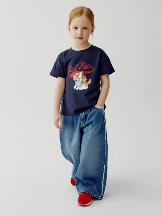 футболка оверсайз с принтом для девочек от бренда sela вид слева