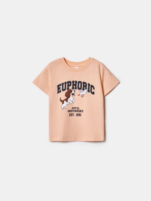 футболка оверсайз с принтом для девочек по цене 799 руб вид справа