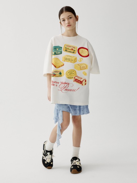 футболка оверсайз с принтом для девочек от бренда sela вид слева