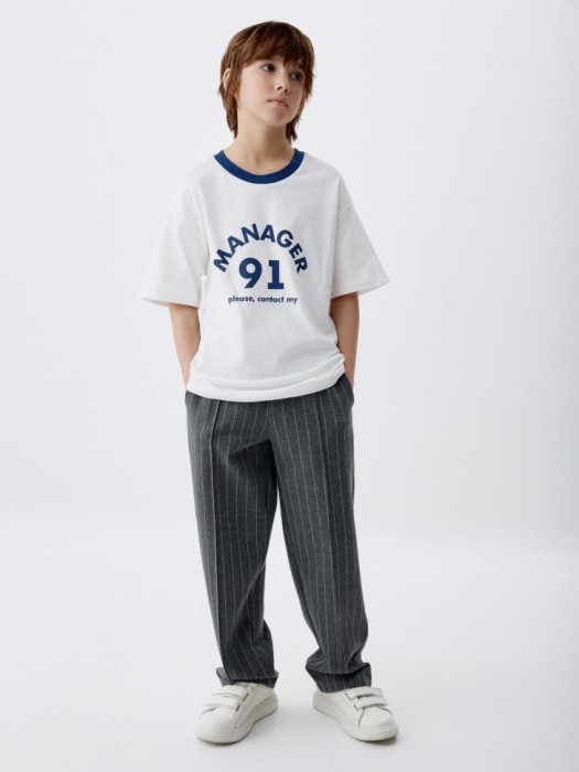 футболка оверсайз с принтом для мальчиков из хлопка спереди