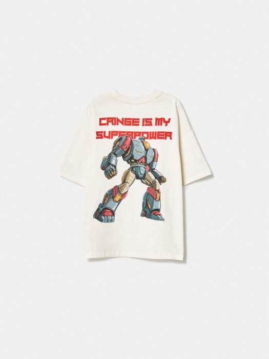 футболка оверсайз с принтом для мальчиков из хлопка спереди