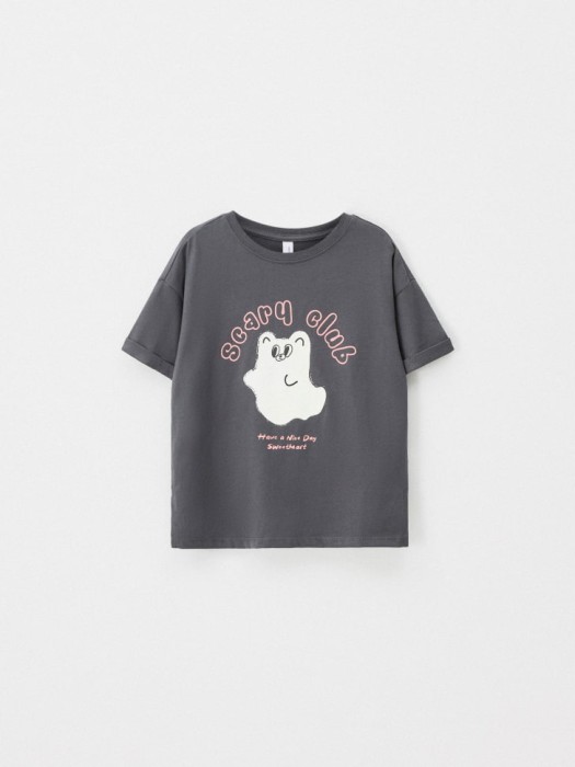 футболка оверсайз с принтом halloween для девочек по цене 799 руб вид справа