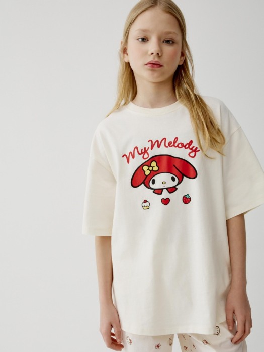 футболка оверсайз с принтом hello kitty my melody для девочек 4610517745491 фотография