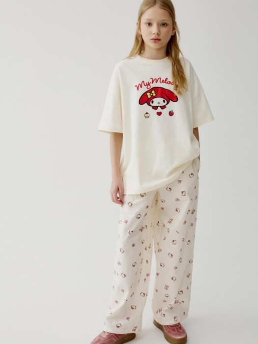 футболка оверсайз с принтом hello kitty my melody для девочек от бренда sela вид слева