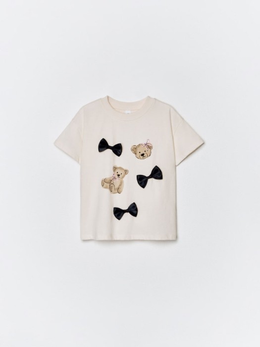 футболка оверсайз с принтом и аппликацией для девочек по цене 499 руб вид справа