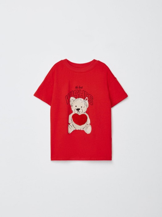 футболка оверсайз с принтом и аппликацией для девочек по цене 399 руб вид справа