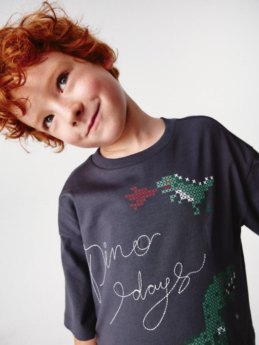 футболка оверсайз с вышивкой и принтом для мальчиков 4680798740638 фотография