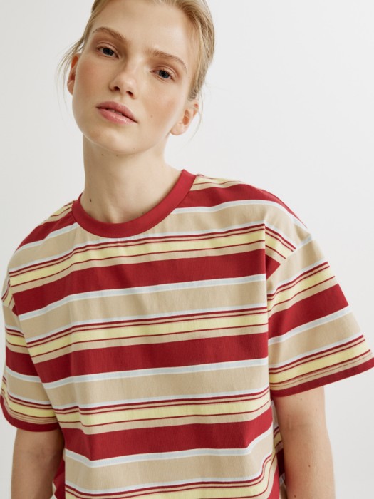 футболка оверсайз в полоску из хлопка спереди