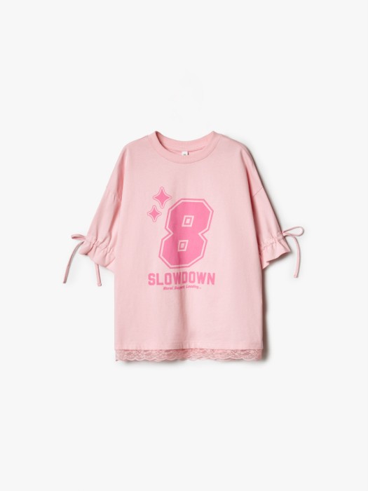 футболка оверсайз в спортивном стиле с кружевом для девочек по цене 1499 руб вид справа