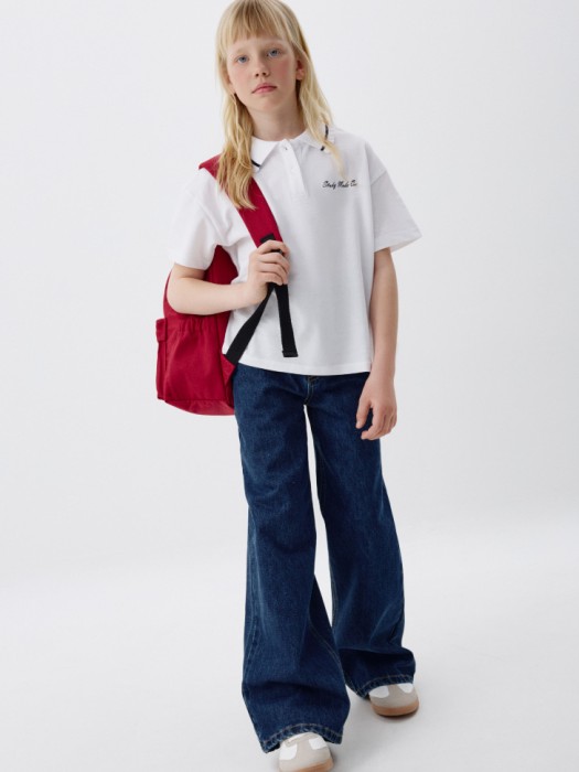 футболка поло с вышивкой для девочек от бренда sela вид слева