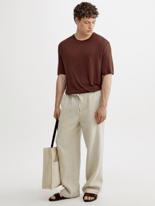 футболка прямого кроя из вискозы и льна от бренда sela вид слева