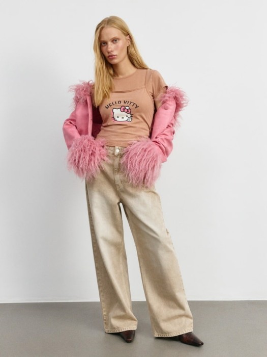 футболка с майкой на бретелях из линейки  young из хлопка спереди